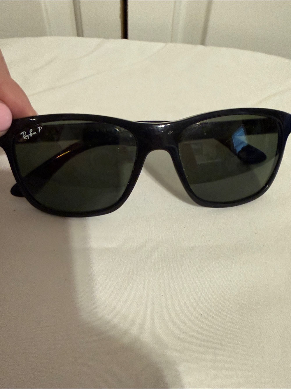 Ray-Ban Black Frame Sunglasses with Green Lenses
